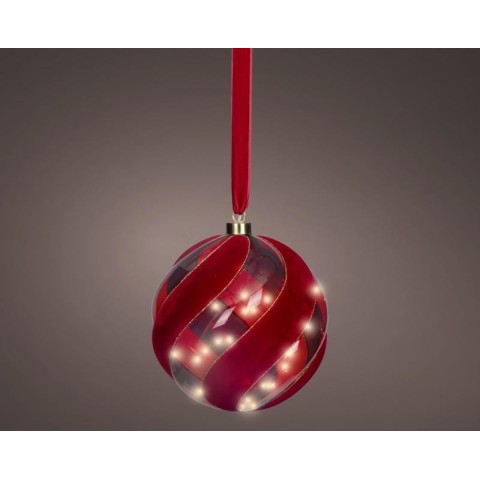 SFERA VETRO LED VELLUTO ROSSO D.19